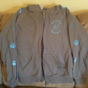 Gray zip hoodie with blue details. Animal Rescue